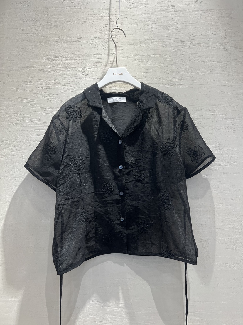 HI HIGH韓國直郵㊣東大門實拍女裝新品推薦襯衫蕾絲衫刺繡SEESTAR/hi high襯衫/蕾絲衫圖色2