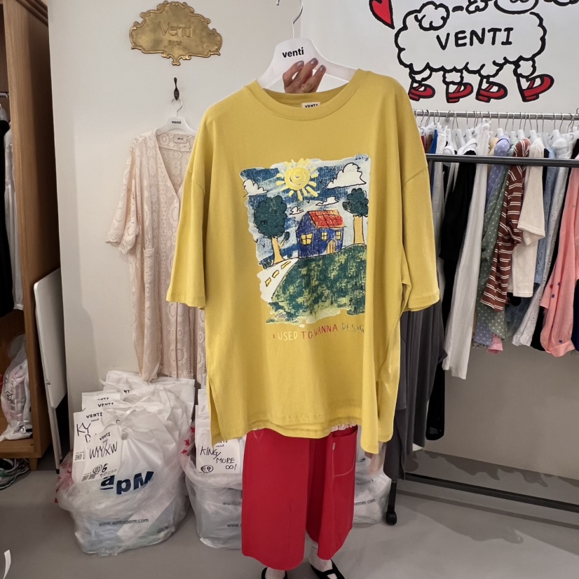 VENTI直郵韓國代購㊣女裝新款時尚人氣25春夏休閑推薦熱賣T恤VENTIT恤