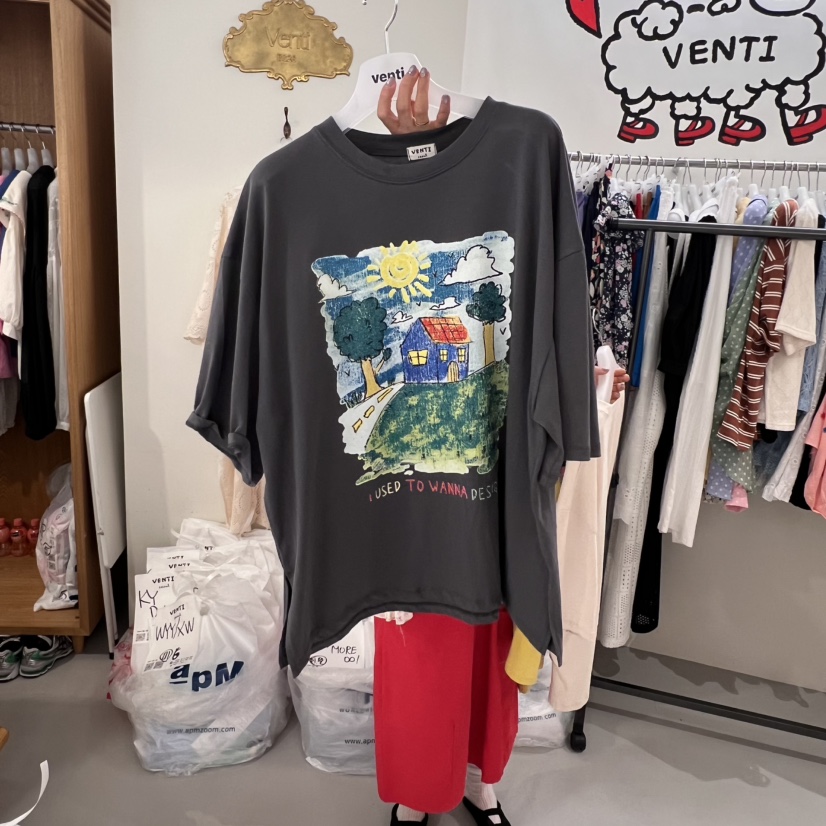 VENTI直郵韓國代購㊣女裝新款時尚人氣25春夏休閑推薦熱賣T恤VENTIT恤圖色2