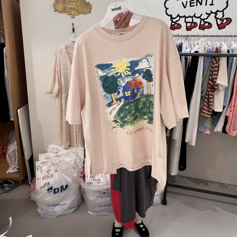 VENTI直郵韓國代購㊣女裝新款時尚人氣25春夏休閑推薦熱賣T恤VENTIT恤圖色3