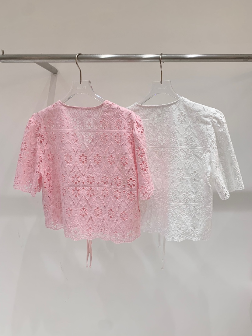 FABRIC韓國直郵㊣東大門實拍女裝新品推薦休閑襯衫蕾絲衫刺繡FABRIC襯衫/蕾絲衫