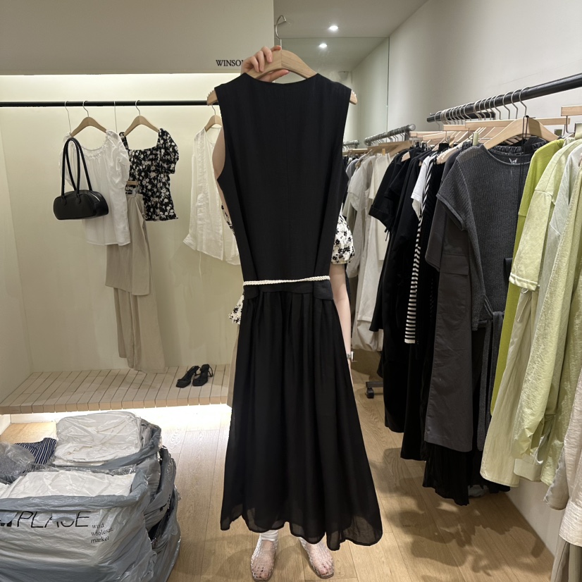 WINSOME直郵韓國代購㊣女裝新品休閑推薦時尚25春夏連衣裙含腰帶WINSOME連衣裙