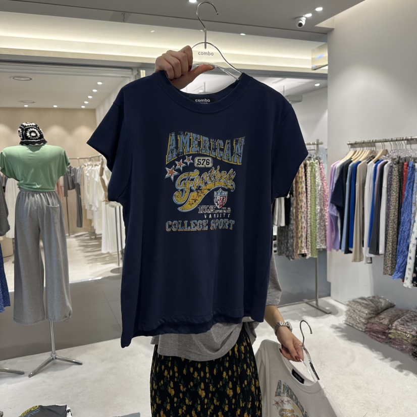 COMBO直郵韓國代購㊣女裝新款休閑25春夏推薦時尚熱賣人氣T恤COM_BOT恤圖色2