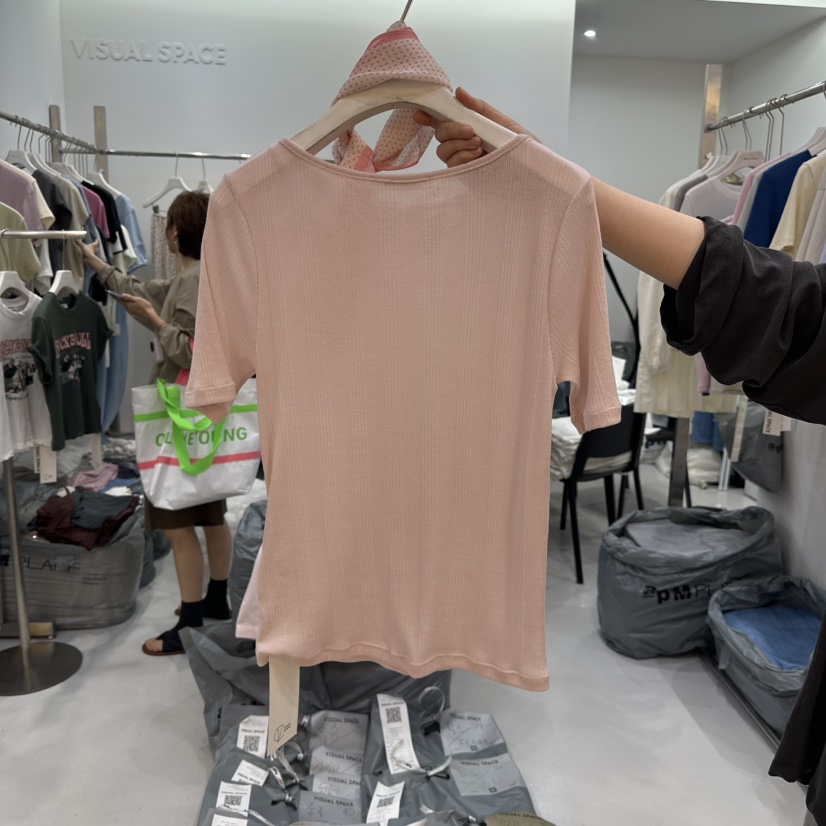 VISUAL SPACE韓國直郵㊣女裝新款25春夏人氣休閑T恤含脖帶VISUAL SPACET恤