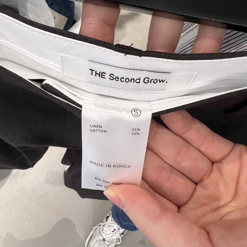 THE SECOND GROW直郵韓國代購㊣女裝新品休閑短褲不含腰帶亞麻THE SECOND GROW短褲