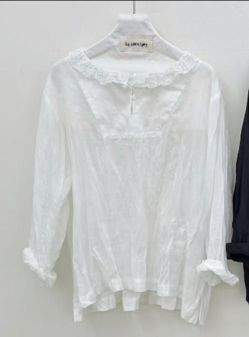 LE JARDINET直郵韓國代購㊣女裝新品25春夏襯衫蕾絲衫蕾絲LE JARDINET襯衫/蕾絲衫圖色1