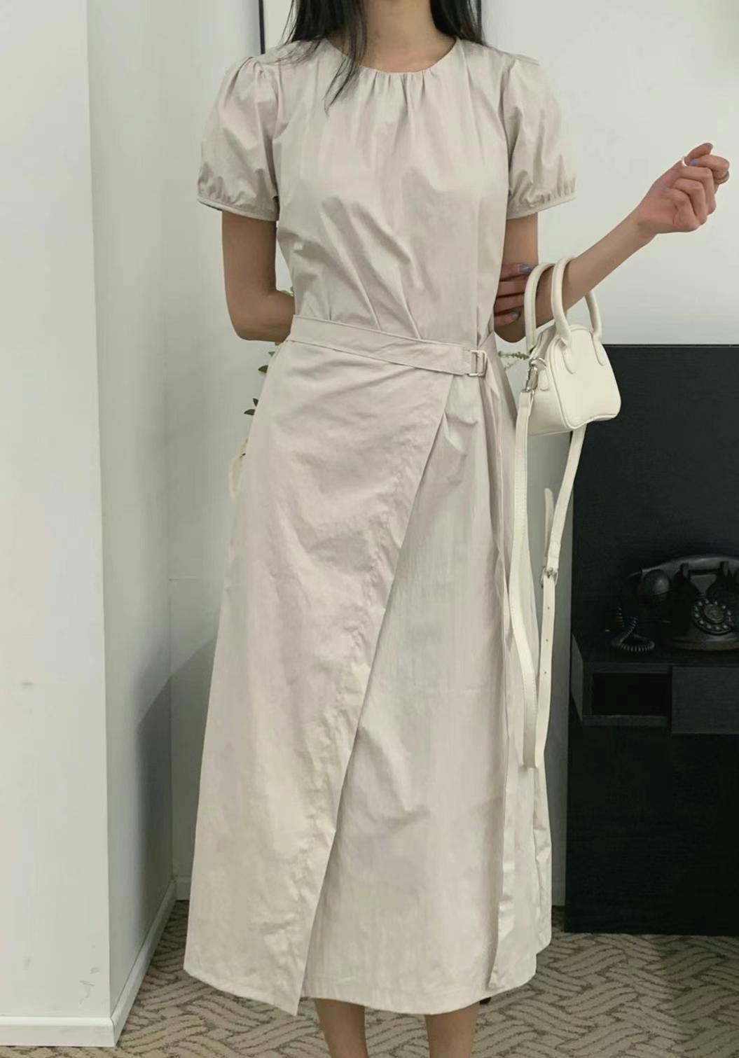 THEMAIN韓國直郵㊣東大門實拍女裝新品推薦熱賣連衣裙含腰帶THEMAIN連衣裙圖色1