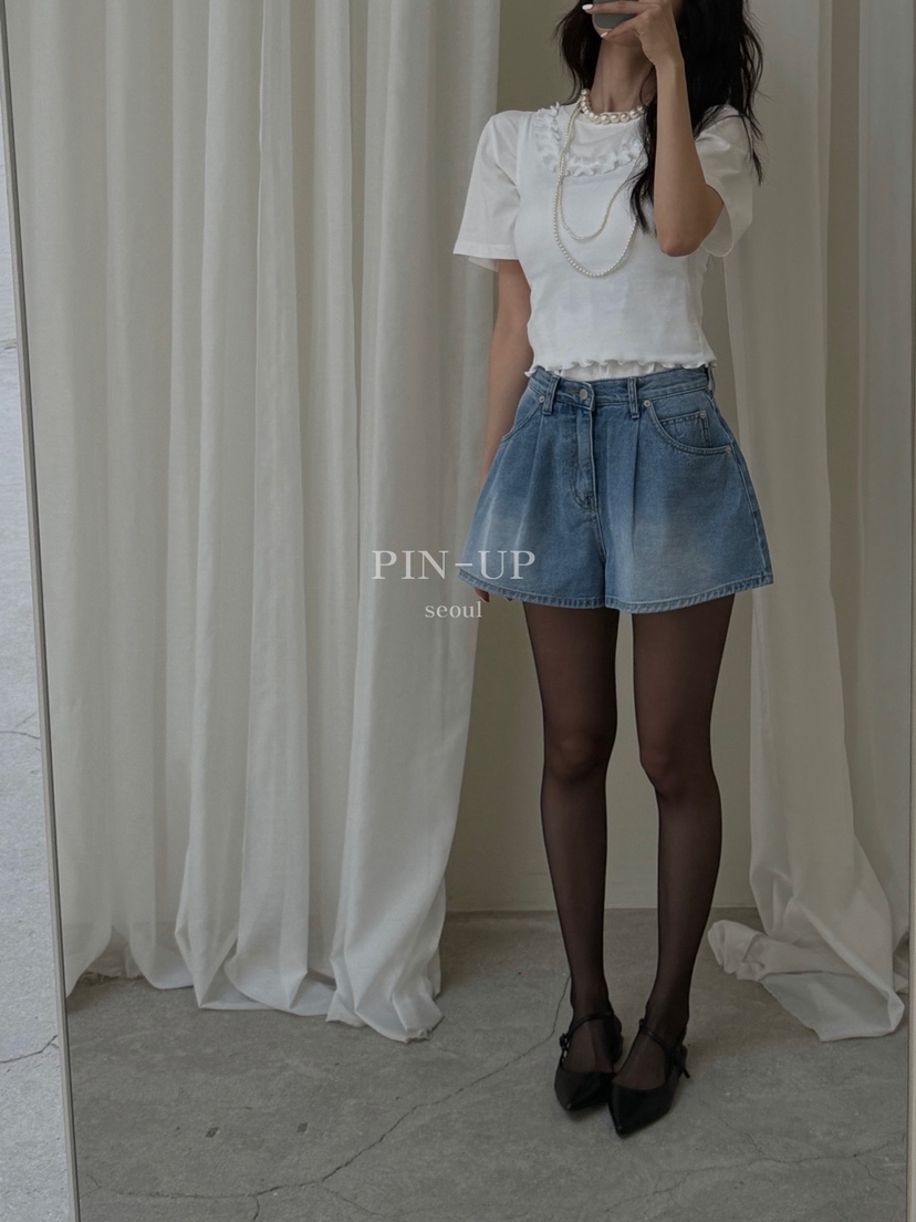 PIN-UP韓國直郵㊣東大門實拍女裝新品推薦時尚人氣短褲蝴蝶結PIN-UP短褲