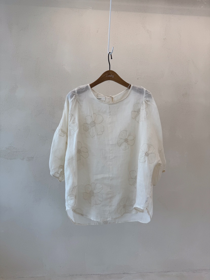 LAUNDRY直郵韓國代購㊣女裝新品熱賣時尚襯衫蕾絲衫刺繡亞麻LAUNDRY襯衫/蕾絲衫圖色2