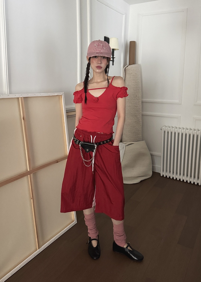 CLODE直郵韓國代購㊣女裝新款25春夏時尚人氣休閑短褲含腰包CLODE短褲