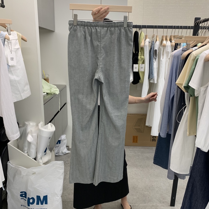 AND THE韓國直郵㊣東大門實拍女裝新款25春夏時尚休閑褲亞麻AND THE休閑褲