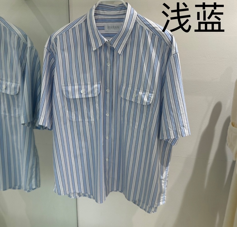 MARAN-P韓國㊣直郵東大門代購女裝新款25春夏襯衫蕾絲衫條紋MARAN襯衫/蕾絲衫