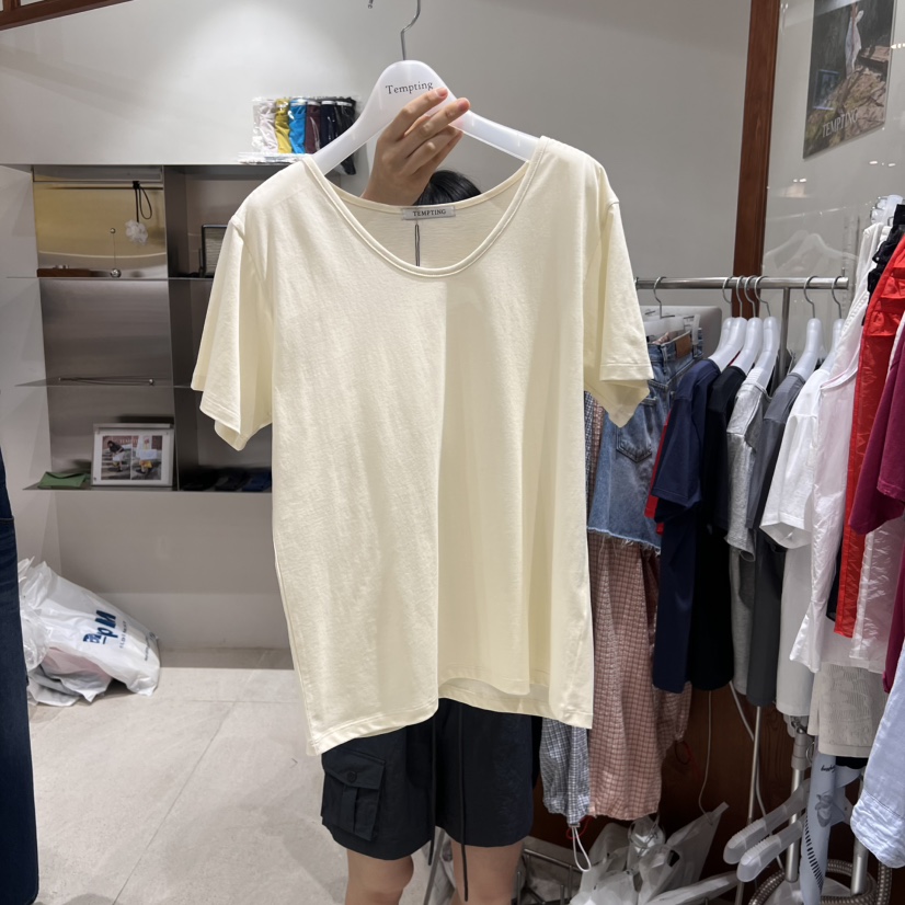 TEMPTING直郵韓國代購㊣女裝新品推薦休閑25春夏時尚T恤絲綢TEMPTINGT恤