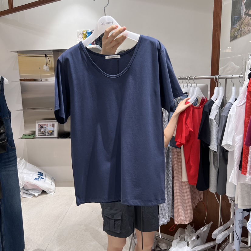 TEMPTING直郵韓國代購㊣女裝新品推薦休閑25春夏時尚T恤絲綢TEMPTINGT恤圖色3