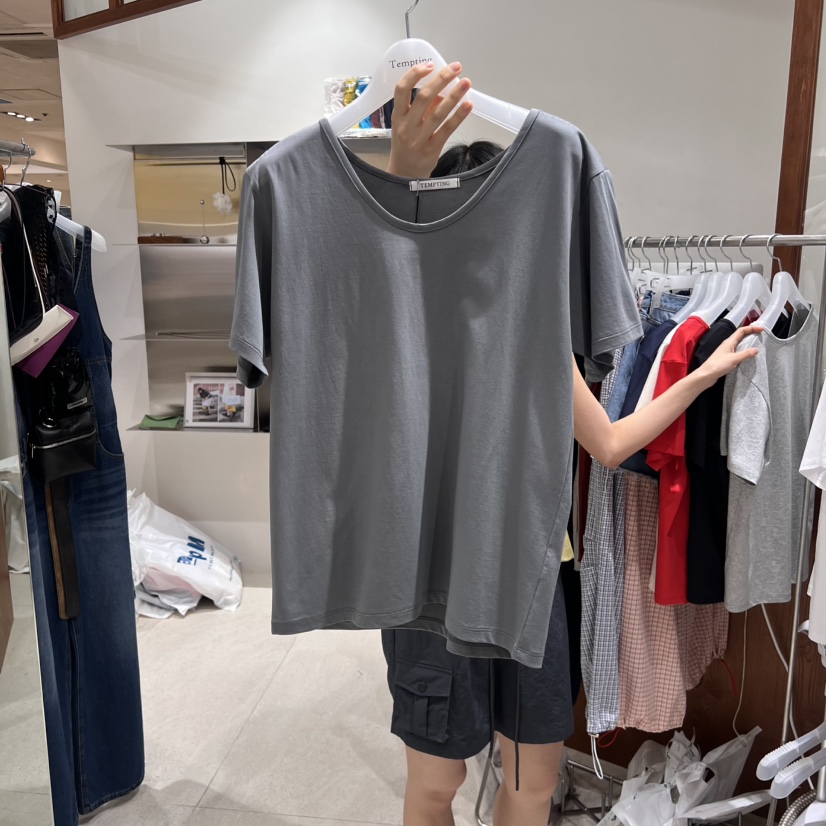TEMPTING直郵韓國代購㊣女裝新品推薦休閑25春夏時尚T恤絲綢TEMPTINGT恤圖色5