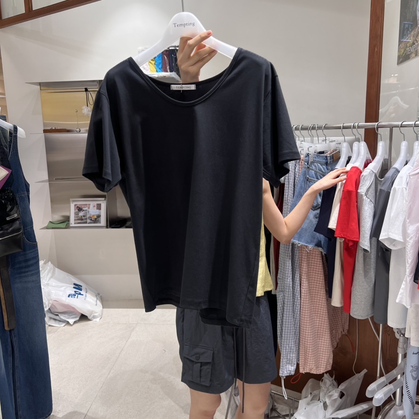TEMPTING直郵韓國代購㊣女裝新品推薦休閑25春夏時尚T恤絲綢TEMPTINGT恤圖色7