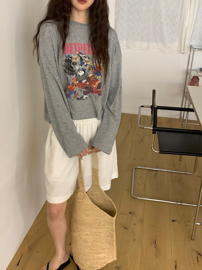 RIVER RAIN韓國直郵㊣女裝新款休閑熱賣25春夏時尚長袖T恤RIVER RAIN長袖T恤