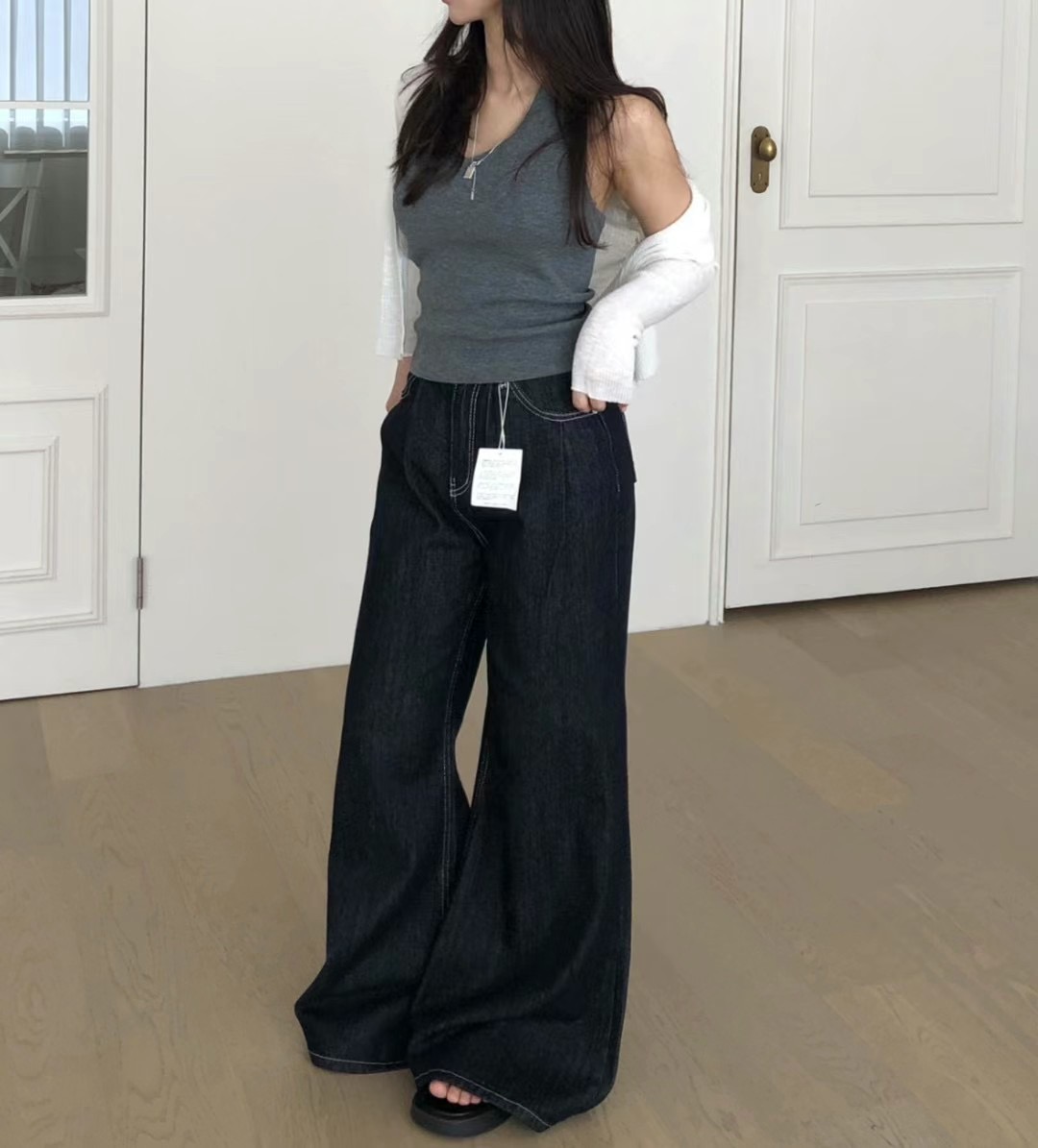 MELLDE東大門實拍女士新款真品熱賣25春夏推薦職業人氣牛仔褲MELLDE牛仔褲