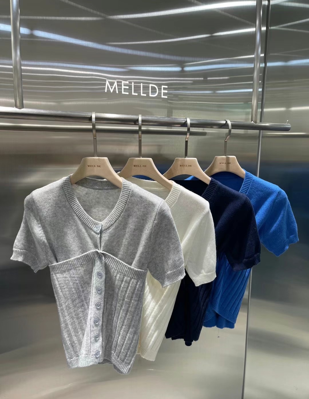 MELLDE韓國代購女裝新款人氣25春夏真品推薦熱賣時尚針織衫MELLDE針織衫圖色4左四色
