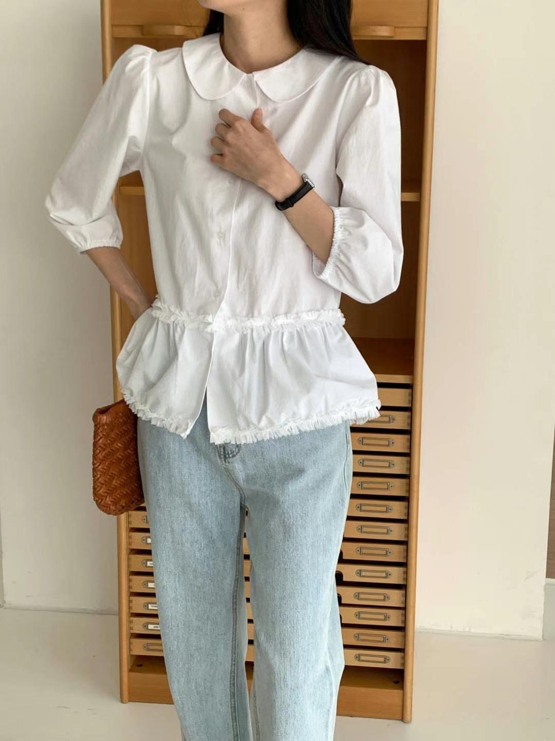 WITHMOON韓國代購女裝新品推薦25春夏時尚人氣休閑襯衫蕾絲衫WITHMOON襯衫/蕾絲衫