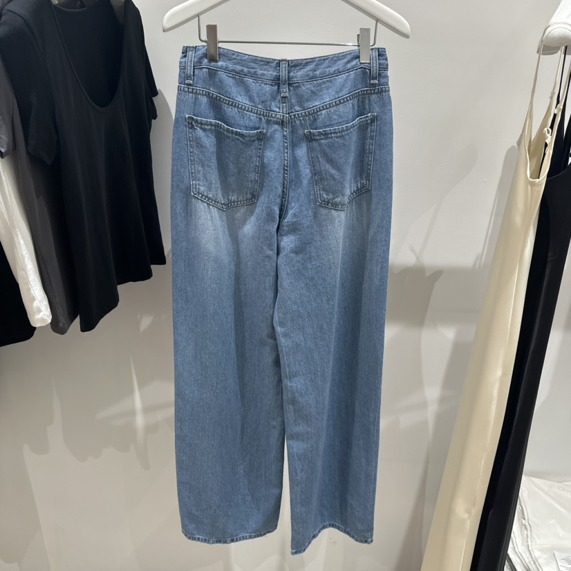 HELVETICA直郵韓國代購㊣女裝新款25春夏時尚熱賣牛仔褲亞麻HELVETICA牛仔褲