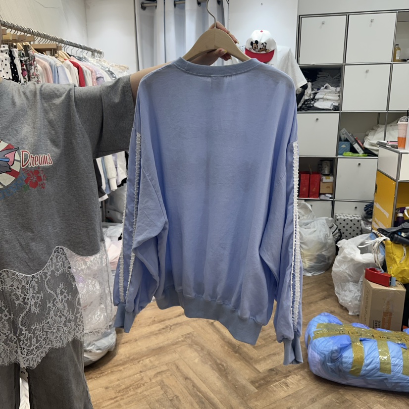 DE LINE韓國直郵㊣東大門實拍女裝新款熱賣人氣25春夏衛衣亞麻DE LINE衛衣