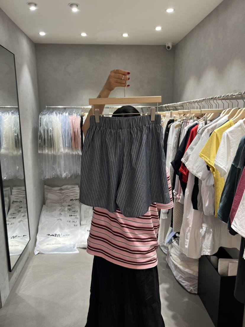 X-MOOD直郵韓國代購㊣女裝新品休閑人氣時尚熱賣25春夏短褲條紋X-MOOD短褲