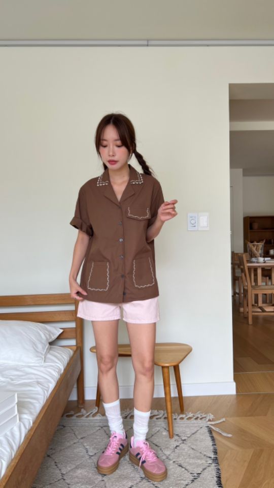 HEY/TO SEWING韓國㊣直郵東大門代購女裝新款人氣襯衫蕾絲衫刺繡BY HEY/TO SEWING襯衫/蕾絲衫