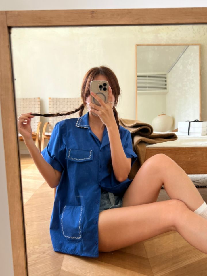 HEY/TO SEWING韓國㊣直郵東大門代購女裝新款人氣襯衫蕾絲衫刺繡BY HEY/TO SEWING襯衫/蕾絲衫