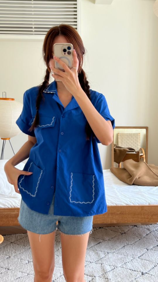 HEY/TO SEWING韓國㊣直郵東大門代購女裝新款人氣襯衫蕾絲衫刺繡BY HEY/TO SEWING襯衫/蕾絲衫圖色2