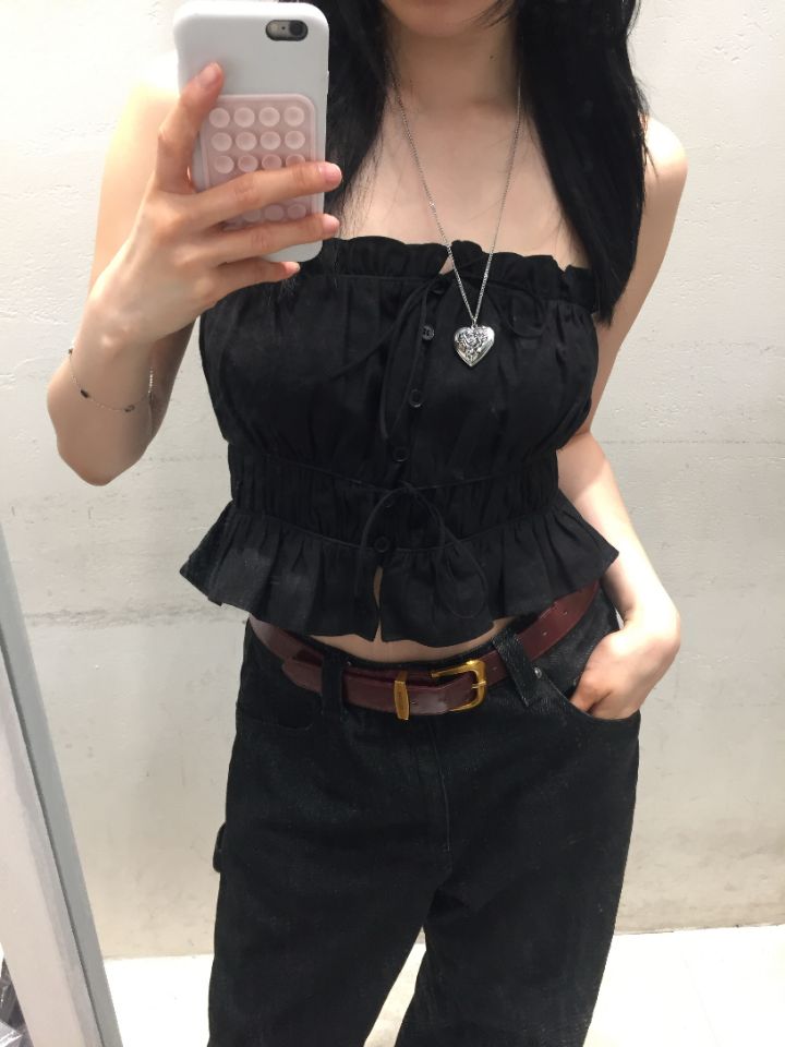 mars韓國直郵㊣女裝新品休閑推薦熱賣人氣25春夏吊帶背心亞麻mars吊帶/背心