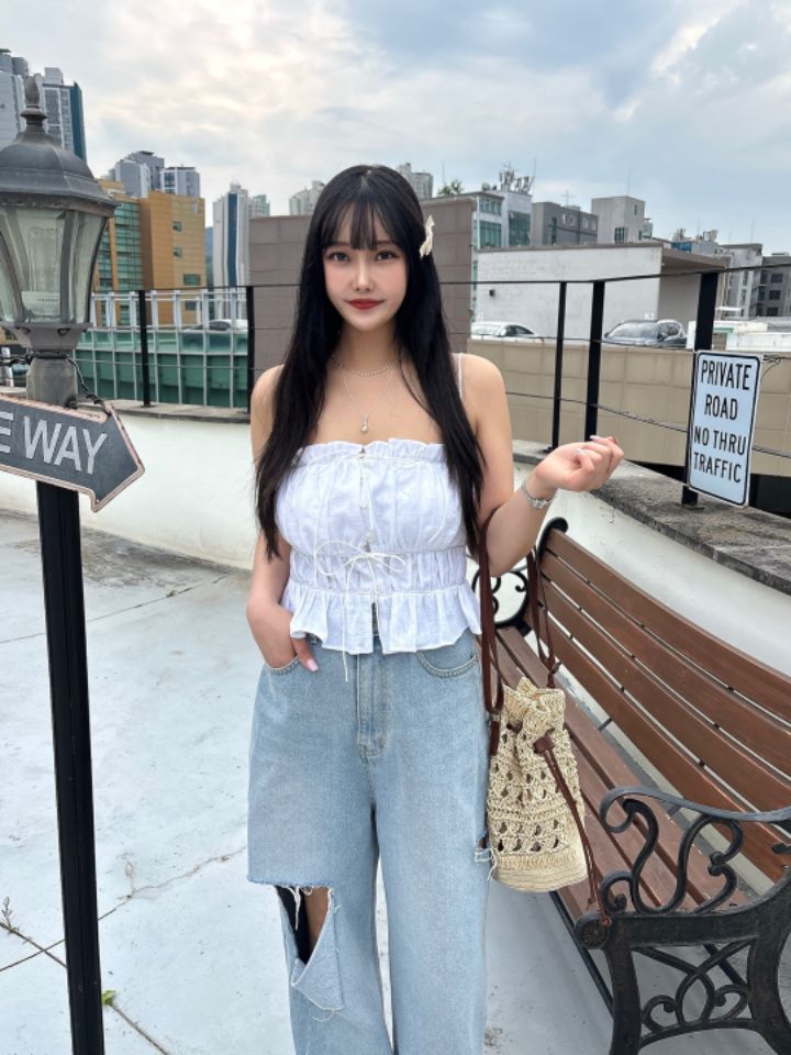mars韓國直郵㊣女裝新品休閑推薦熱賣人氣25春夏吊帶背心亞麻mars吊帶/背心