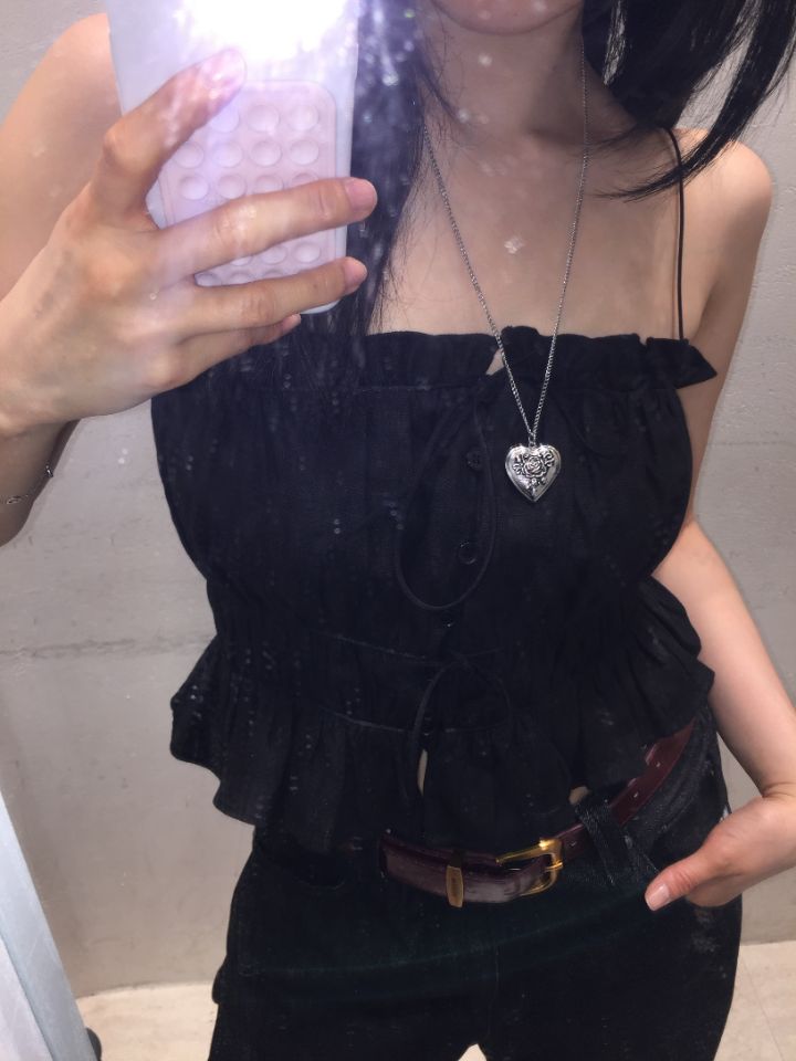 mars韓國直郵㊣女裝新品休閑推薦熱賣人氣25春夏吊帶背心亞麻mars吊帶/背心