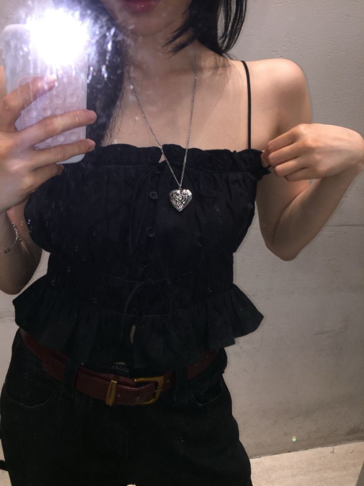 mars韓國直郵㊣女裝新品休閑推薦熱賣人氣25春夏吊帶背心亞麻mars吊帶/背心