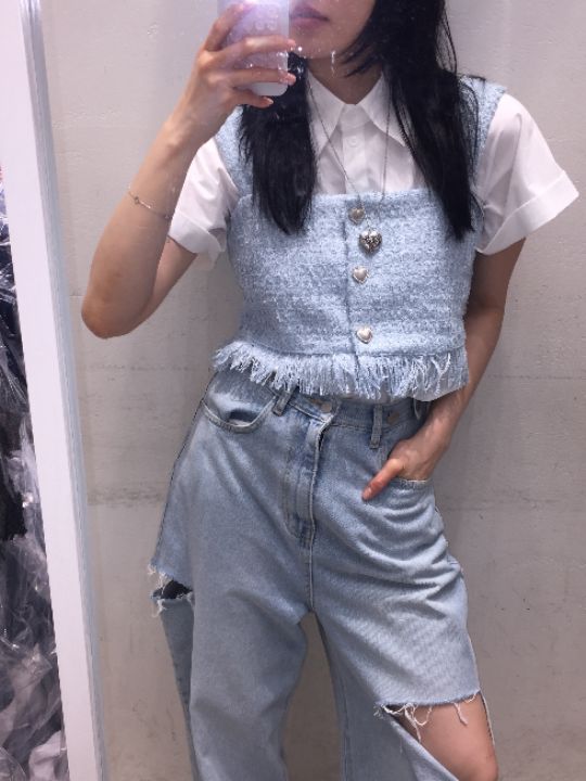 mars韓國直郵㊣女裝新品人氣時尚休閑熱賣推薦25春夏馬甲粗花呢mars馬甲