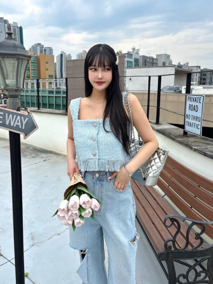 mars韓國直郵㊣女裝新品人氣時尚休閑熱賣推薦25春夏馬甲粗花呢mars馬甲