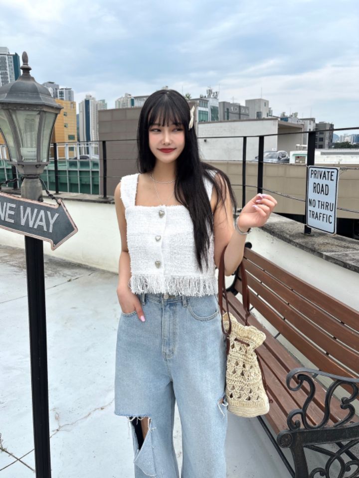 mars韓國直郵㊣女裝新品人氣時尚休閑熱賣推薦25春夏馬甲粗花呢mars馬甲