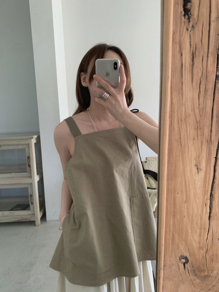 MARE韓國直郵㊣東大門實拍女裝新品推薦25春夏吊帶背心亞麻布MARE吊帶/背心圖色2