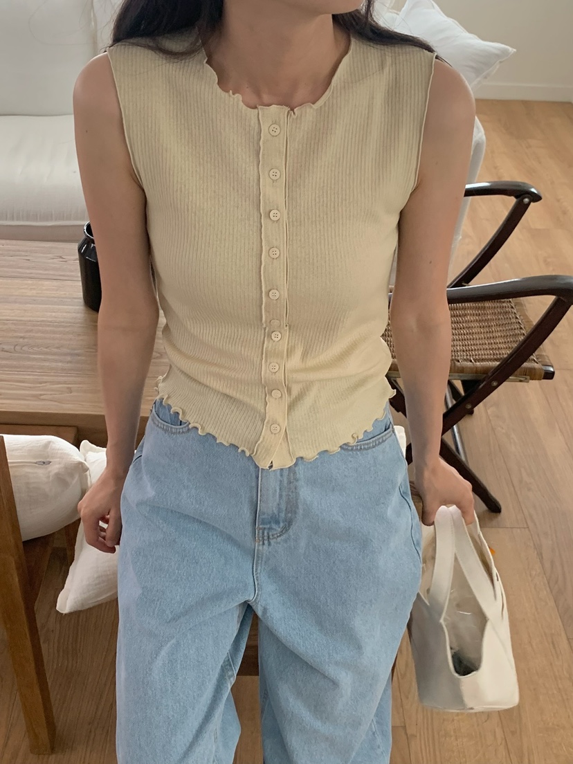 BLEECKER直郵韓國代購㊣女裝新品人氣25春夏休閑吊帶背心紐扣BLEECKER吊帶/背心