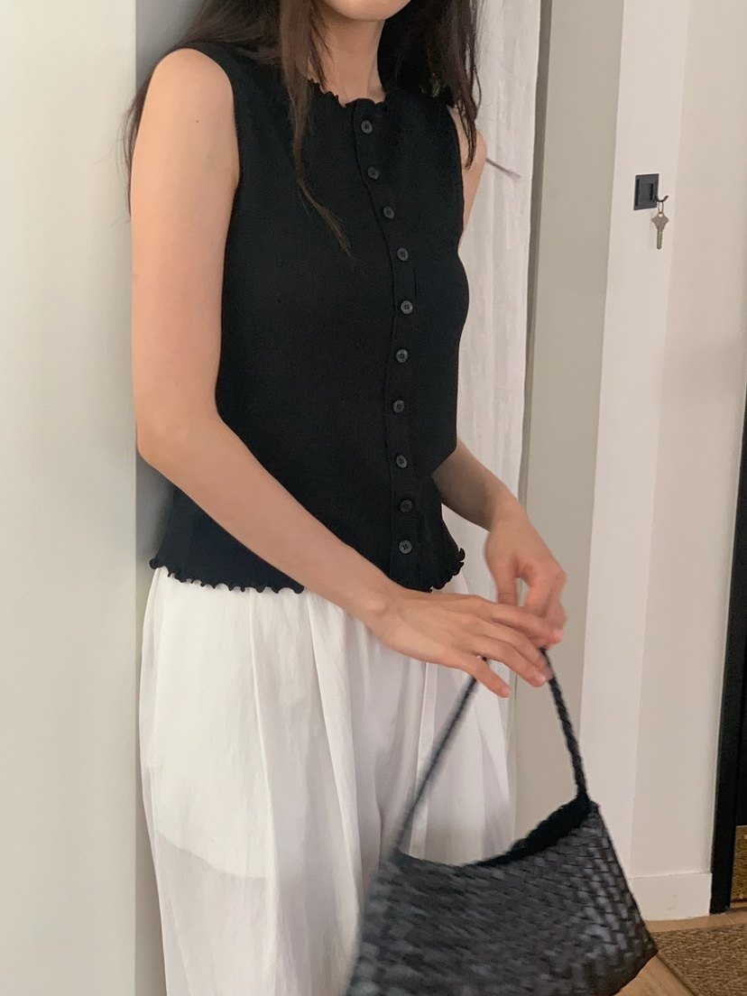 BLEECKER直郵韓國代購㊣女裝新品人氣25春夏休閑吊帶背心紐扣BLEECKER吊帶/背心
