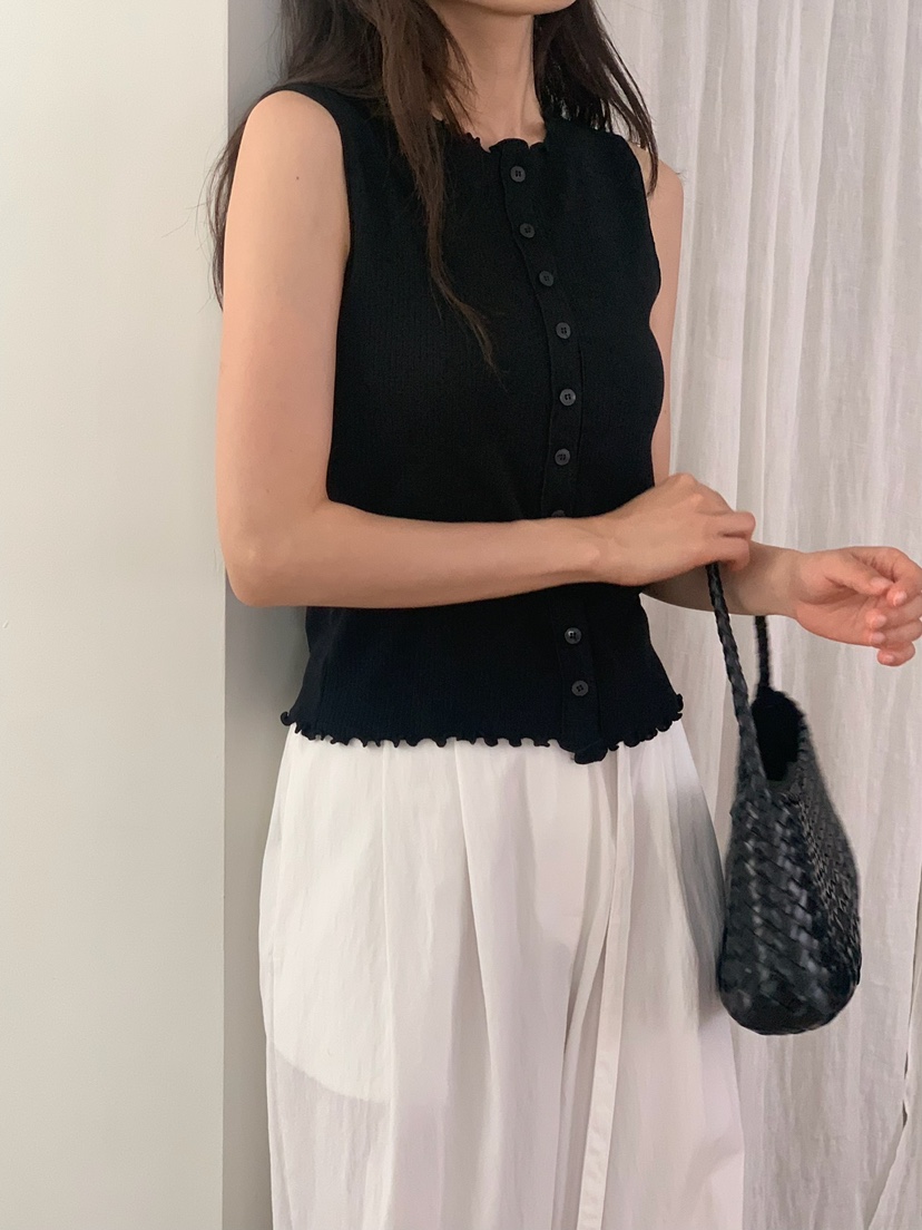 BLEECKER直郵韓國代購㊣女裝新品人氣25春夏休閑吊帶背心紐扣BLEECKER吊帶/背心