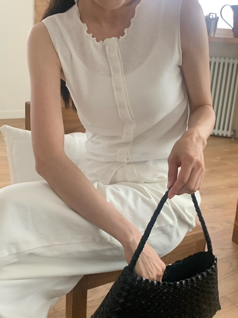 BLEECKER直郵韓國代購㊣女裝新品人氣25春夏休閑吊帶背心紐扣BLEECKER吊帶/背心