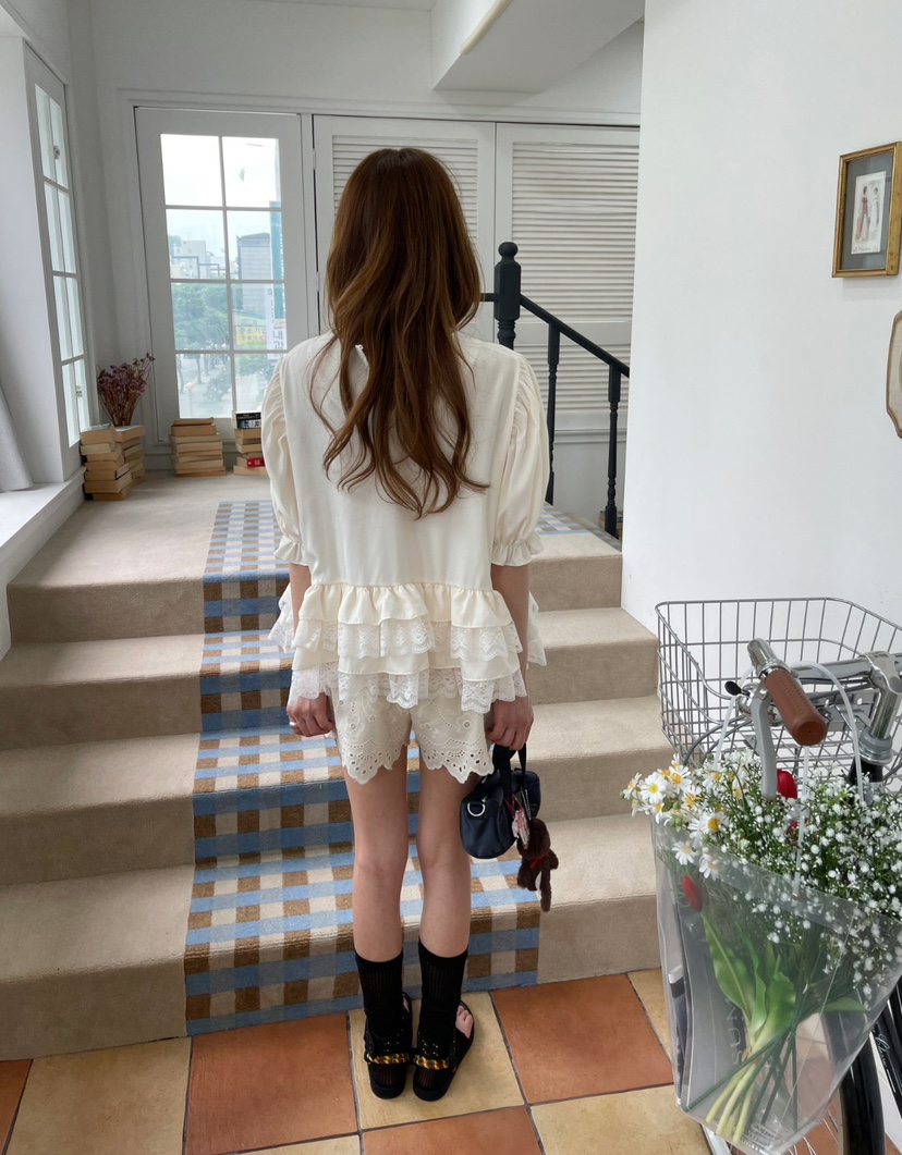 BOUTIQUE-L直郵韓國代購㊣女裝新款時尚人氣推薦襯衫蕾絲衫BOUTIQUE-L襯衫/蕾絲衫