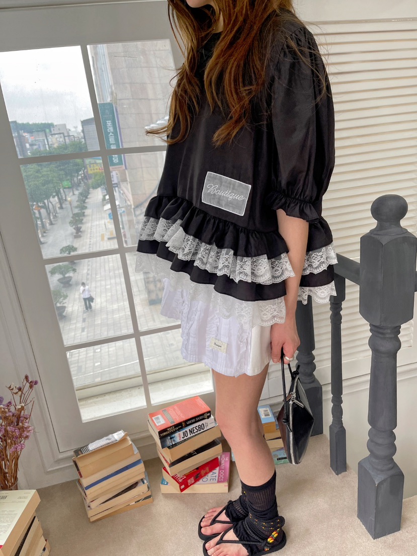 BOUTIQUE-L直郵韓國代購㊣女裝新款時尚人氣推薦襯衫蕾絲衫BOUTIQUE-L襯衫/蕾絲衫