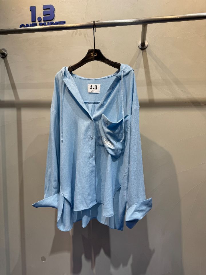 1.3韓國㊣直郵東大門代購女裝新品休閑推薦襯衫蕾絲衫連帽1.3襯衫/蕾絲衫