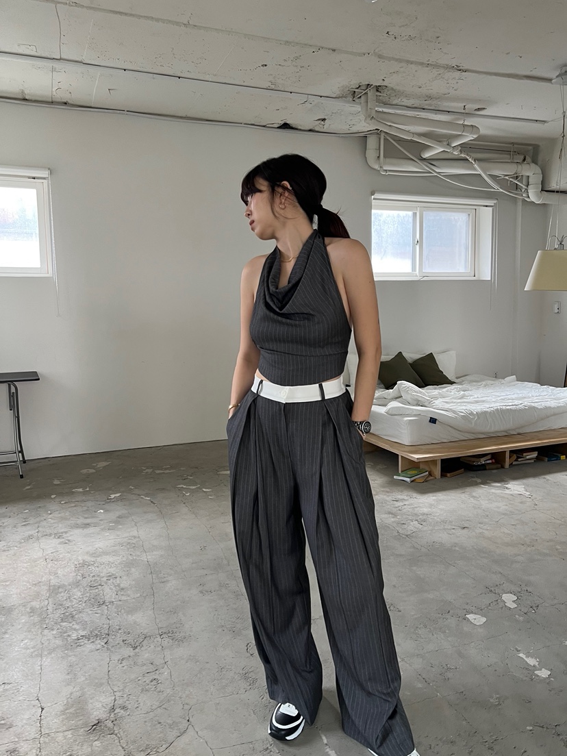 SOLAR韓國直郵㊣東大門實拍女裝新款休閑時尚25春夏休閑褲綁帶SOLAR休閑褲