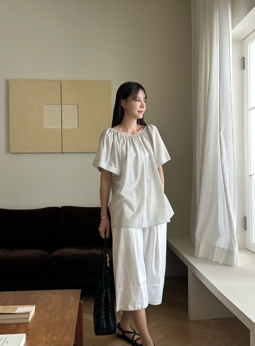 LE VASE韓國直郵㊣東大門實拍女裝新款推薦襯衫蕾絲衫雙面LE VASE襯衫/蕾絲衫