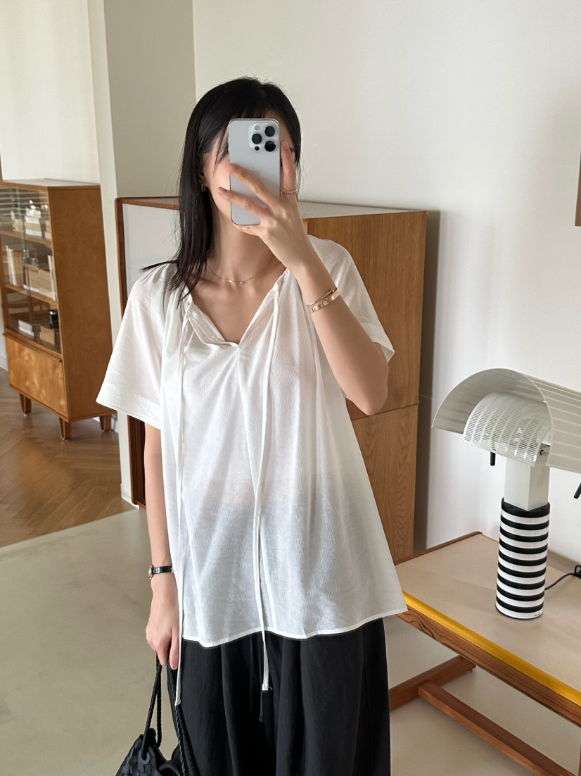 LE VASE韓國直郵㊣東大門實拍女裝新款推薦襯衫蕾絲衫雙面LE VASE襯衫/蕾絲衫