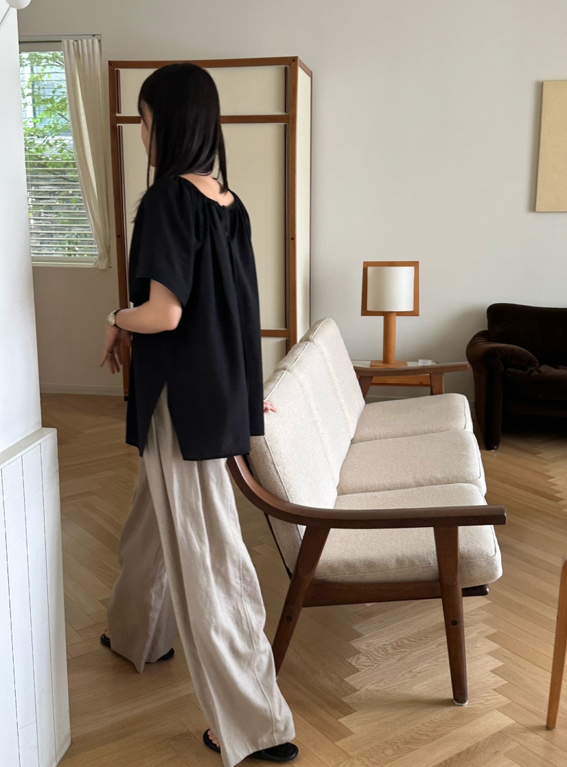 LE VASE韓國直郵㊣東大門實拍女裝新款推薦襯衫蕾絲衫雙面LE VASE襯衫/蕾絲衫
