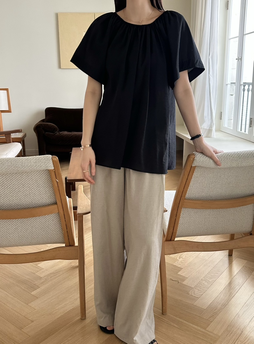 LE VASE韓國直郵㊣東大門實拍女裝新款推薦襯衫蕾絲衫雙面LE VASE襯衫/蕾絲衫